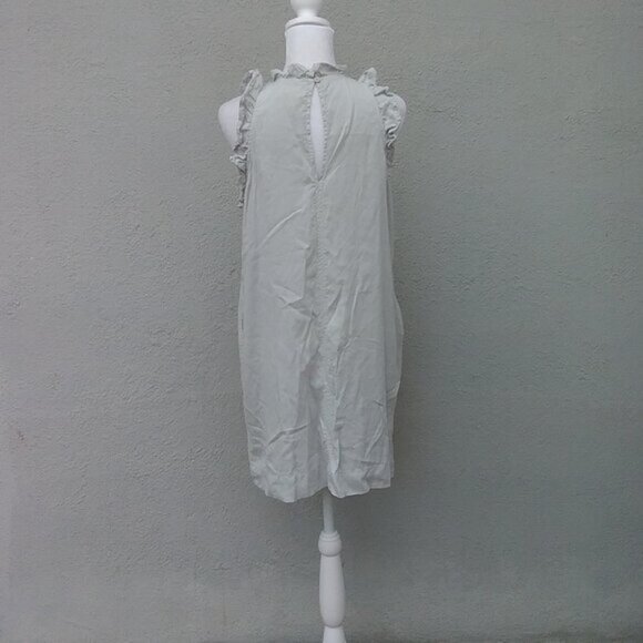 ANTHROPOLOGIE CLOTH & STONE Women's Dress S Tencel Blue Shift Ruffle Preppy - Picture 6 of 8